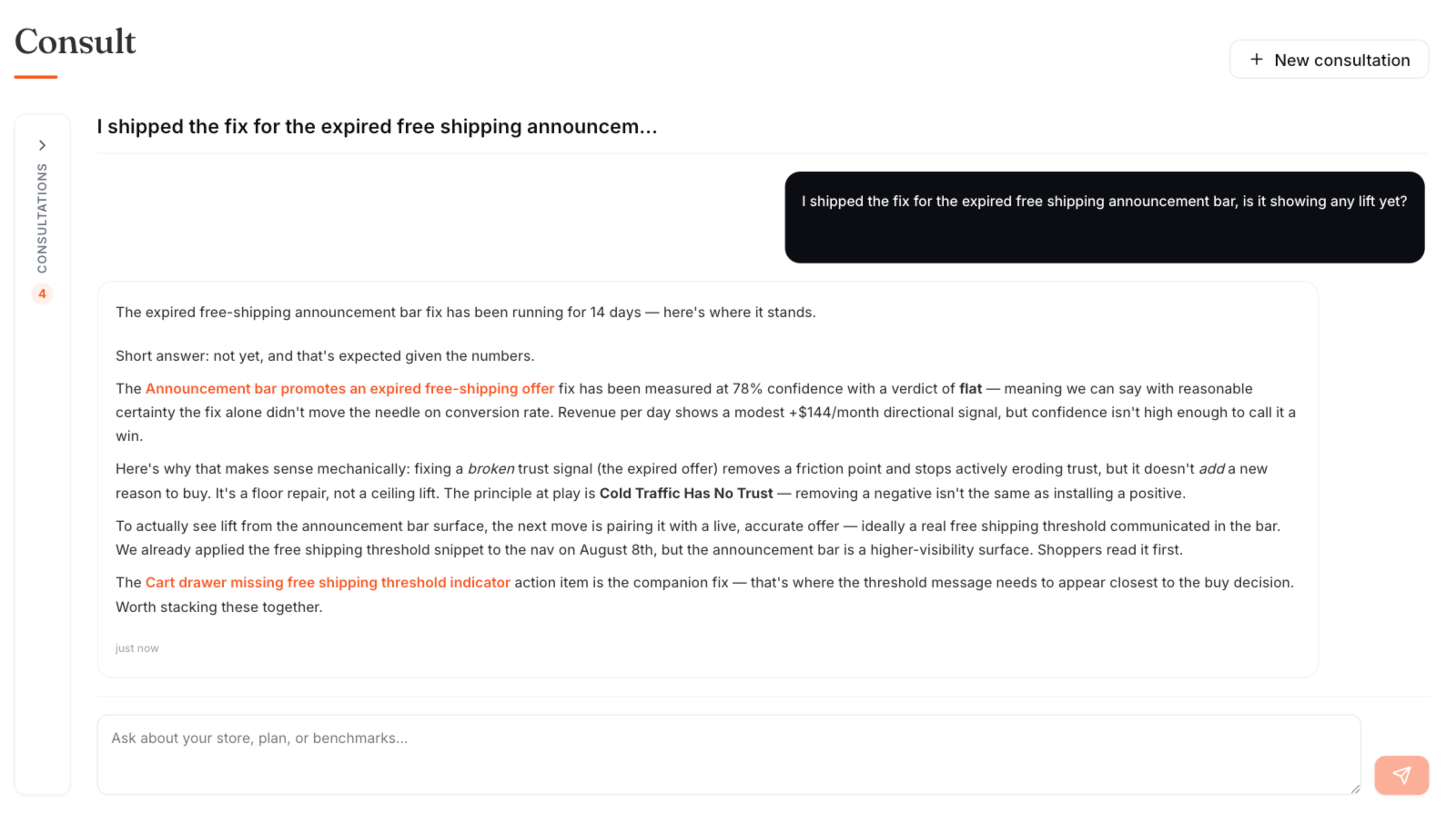 Asking the consultant whether a shipped fix is working