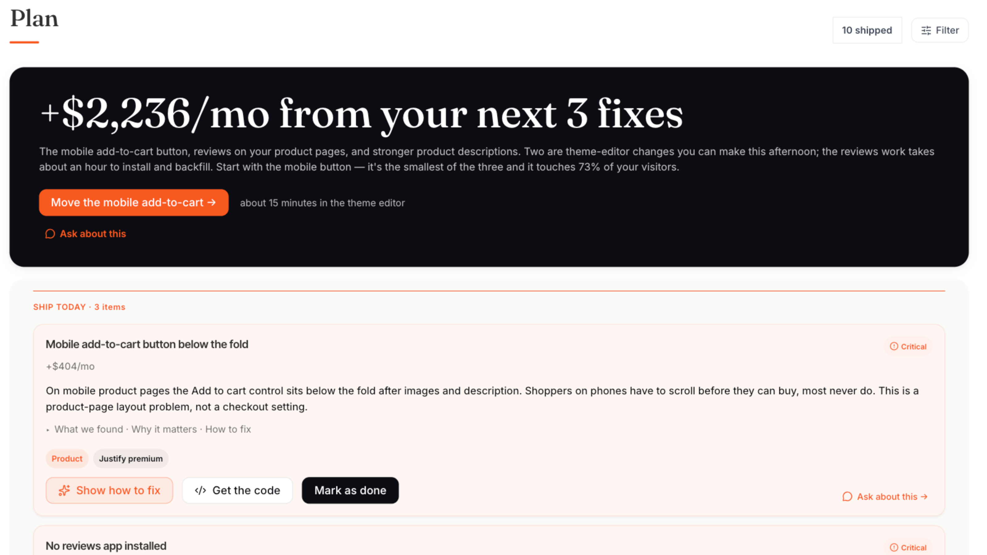 Every issue queued in the order to fix them